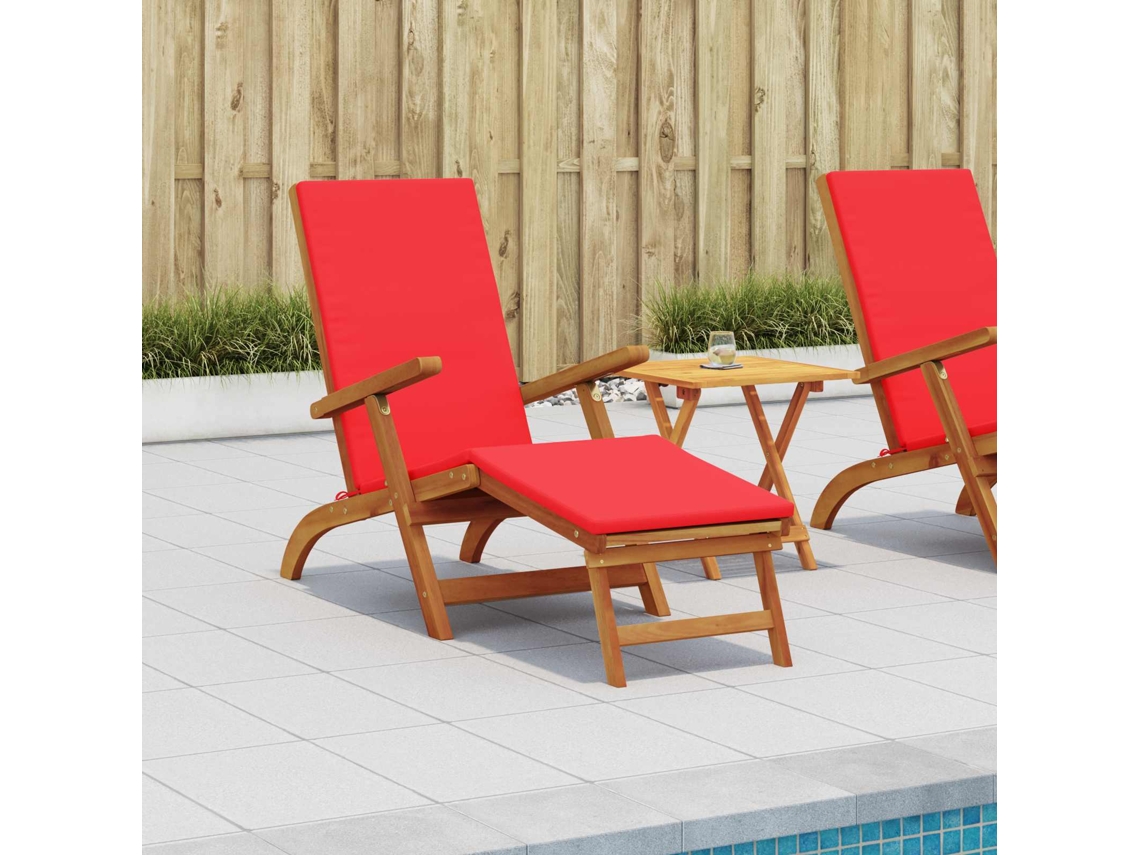 Vidaxl Espreguiçadeira Reclinável E Dobrável 2 Unid. Vermelho