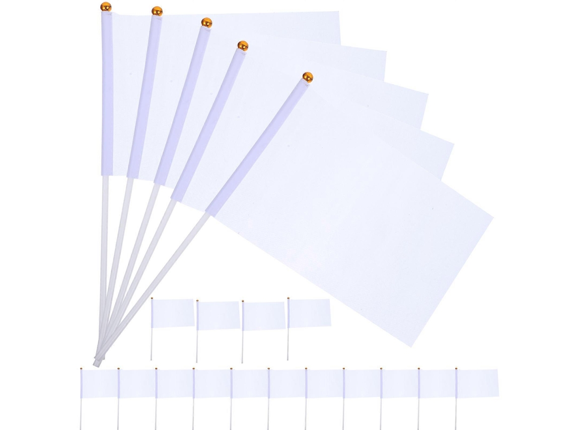 Omni 20 Banderas Blancas de Referencia para Eventos Deportivos, Fiestas Y Decoración de Coches 14x21cm Blanco
