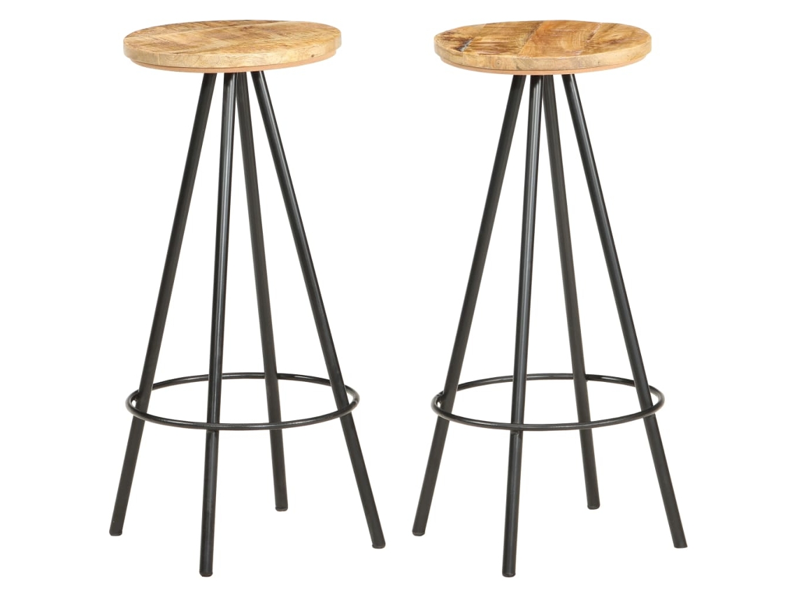 Vidaxl Bancos De Bar 2 Pcs Madeira De Mangueira Áspera
