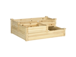 Canteiro Elevado com 3 Jardineiras, de 3 Andares, Fundo Mais Aberto, 108 Cm X 88 Cm X 36 Cm, Natural Ge