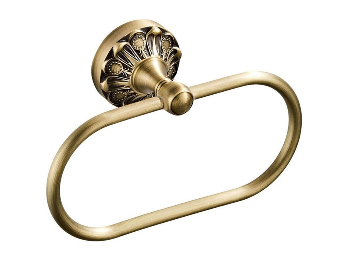 Porta toalhas Oval Antigo em Latão para Guardar, Suporte de Parede para Banheiro e Lavabo, Bronze Escovado AQUAFORGE