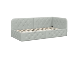 Vidaxl Estrutura De Cama De Canto Cinzento-claro 100 X 200 Cm Veludo