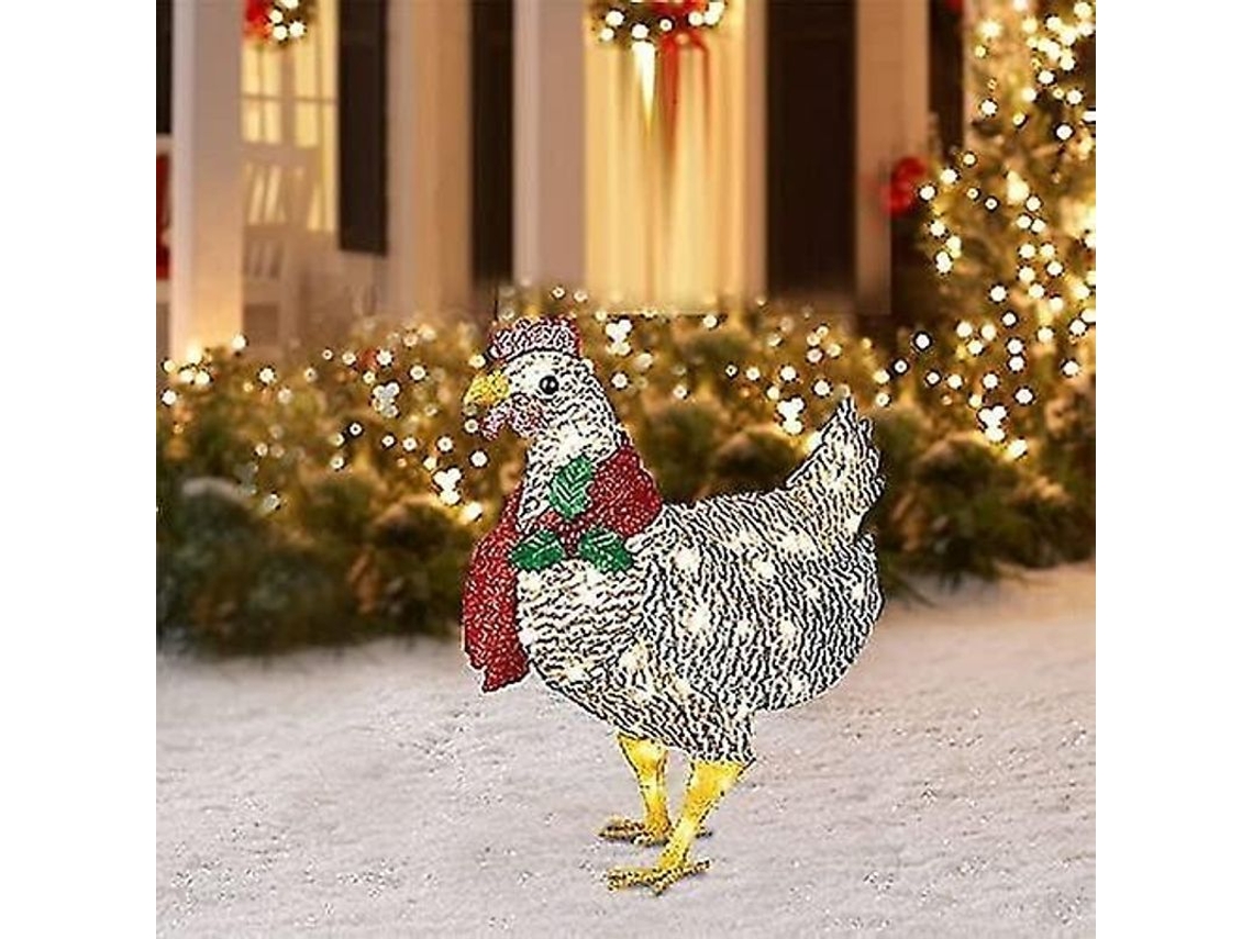 2026 decoración de Natal de Frango com Cachecol e Luzes Led para Jardim Exterior Natal