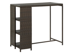 Vidaxl Mesa De Bar Com Prateleiras 120x60x110 Cm Vime Pe Castanho