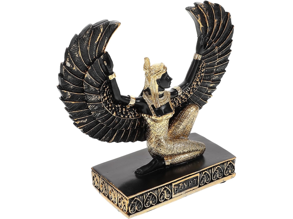 Estátua Deusa Resina Preta 12x12x4 5 Escultura Religiosa Abertas Decoração Interiores Museus Hotéis GOKOCO