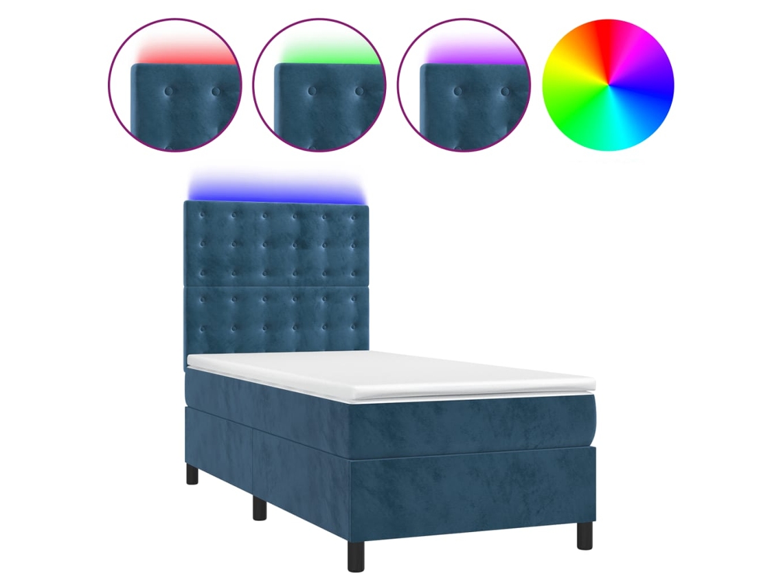 Box Spring Bed, Box Spring Beds Vidaxl Azul Veludo (100 X 200 Cm)
