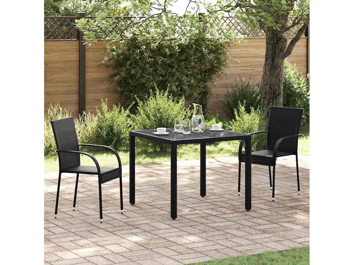 Vidaxl Cadeiras De Exterior Empilháveis 2 Pcs Vime Pe Preto