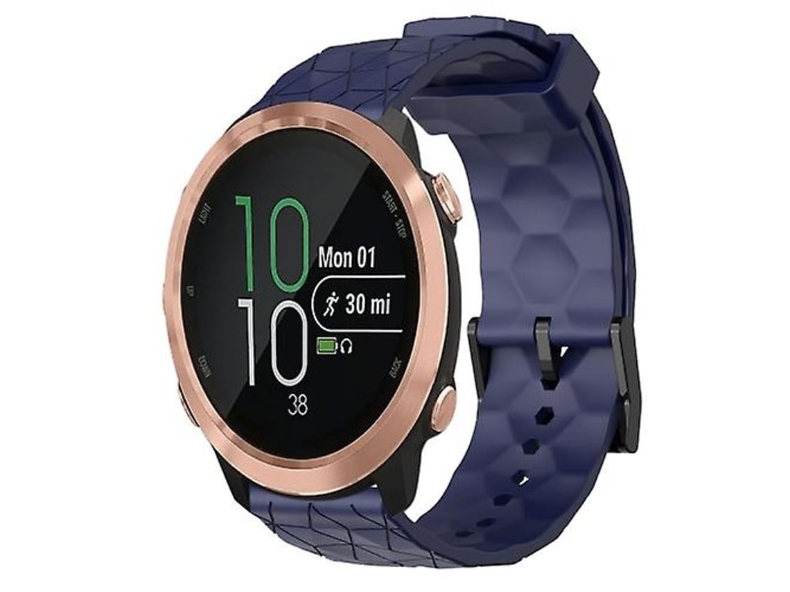 Pulseira De Relógio Lurelia Para Garmin Forerunner 645 Music 20 Mm Padrão De Futebol Cor Sólida Em Silicone Azul Marinho