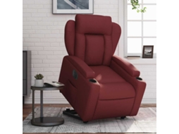 Poltrona de Sala - Cadeira de Descanso - Poltrona Reclin. Elevatória Elétrica Couro Artif Vermelho tinto HARLANV1