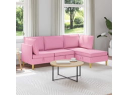 Vidaxl Conjunto De Sofá Modular Com Armazenamento 4 Unid. Rosa Tecido