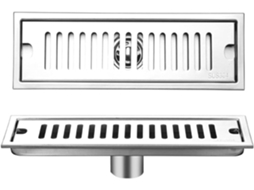Ralo de Chão Retangular, Ralo de Chuveiro Longo Removível em Aço Inoxidável com Dupla Filtragem de 30 Cm para Banheiro, Cozinha e Varanda. AQUAFORGE