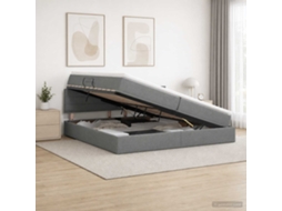 Vidaxl Cama Com Arrumação E Colchão Cinzento-escuro 200 X 200 Cm