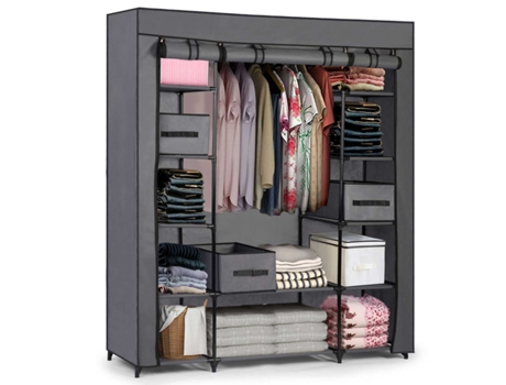 Armário Têxtil Grande Massido com Gavetas em Grafito - Ideal para Organização