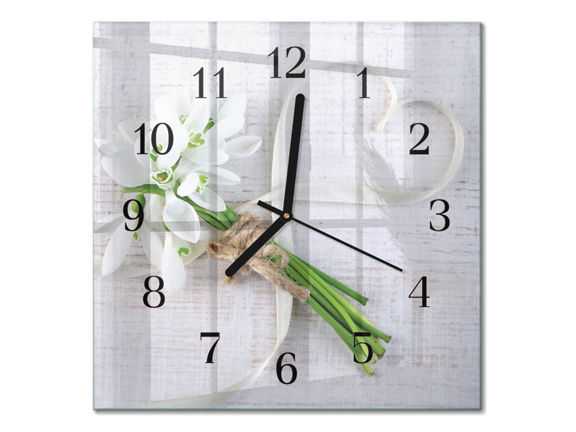 Relógio De Parede De Vidro Branco Espelharte (30x30 Cm)