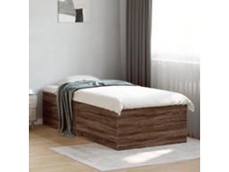 Vidaxl Estrutura Cama 100x200cm Derivados De Madeira Carvalho Castanho
