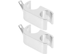 Conjunto de 2 suportes para fixação de chuveiro sem furos, em ABS eletrogalvanizado, adequados para chuveiros de 24 a 25 mm.