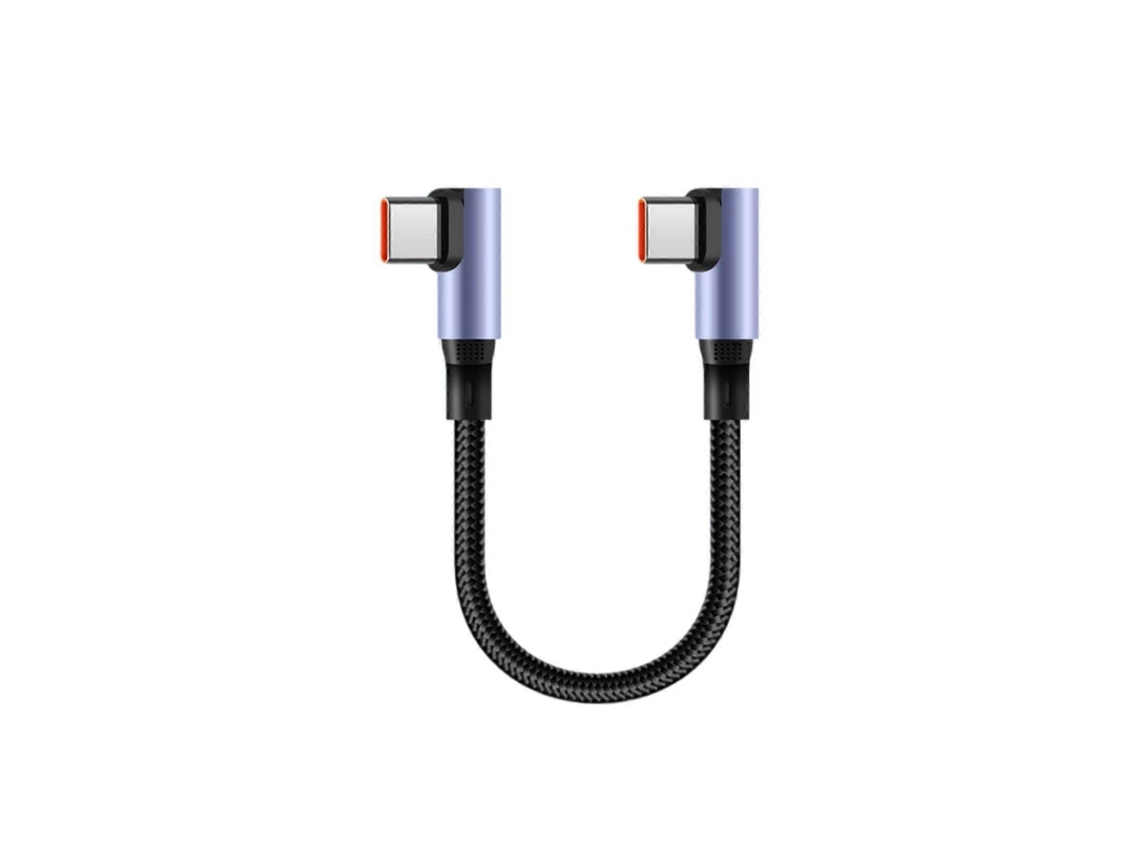 Lurelia Cabo Usb-c, Carregamento Rápido, 90°, 30cm, 6a, Preto, Tablets