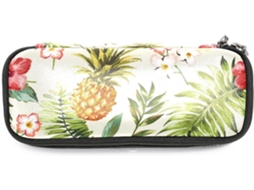 Estojo Vintage Com Estampa Floral Tropical E Abacaxi, Grande Capacidade, Ideal Escola, Escritório, Adultos, Meninas