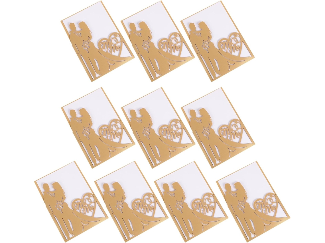 Conjunto De 10 Envelopes Para Convites De Casamento, Em Papel Dourado.