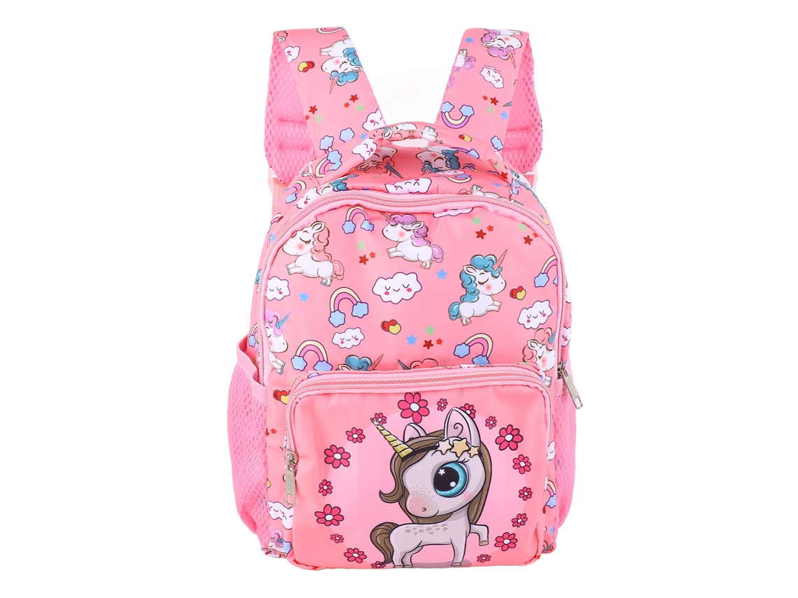Mochila para Meninas com Grande Capacidade, Leve e Respirável, Design Cartoon, Bonita Mochila Escolar Rosa