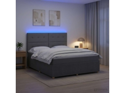 Vidaxl Cama Box Com Led E Colchão Cinzento-escuro 140 X 190 Cm Tecido