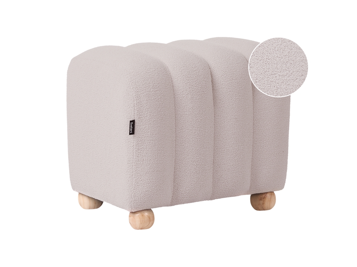 Pufe Beliani Idyllwild De Bouclé Branco Creme 49x39x45