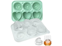 Forma de Gelo em Forma de Rosa e Coração, com Tampa Transparente, para Whiskey e Drinks