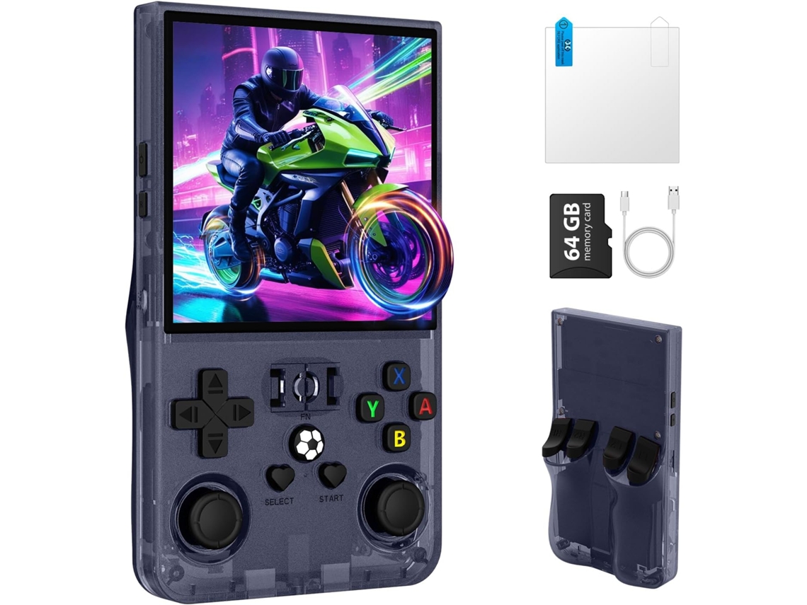 Console de Jogos Portátil Retrô R36max com Tela Ips Hd 4,0 Polegadas, Sistema Linux, Compatível Mais 30 Emula Dores, Cartão Tf 64 Gb VONKELIOS