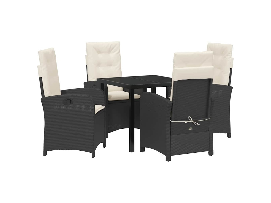 Maison Exclusive - Conjunto De Jantar Para Jardim Com Almofada 5 Pcs Preto Vime Pe