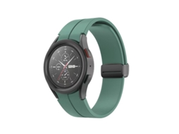 Bracelete Para Samsung Galaxy Watch 5 / 5 Pro (40/44/45mm) - Silicone Com Fivela Dobrável - Verde Escuro