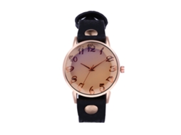 Relógio de Pulso Feminino de Quartzo com Mostrador Redondo Elegante Casual Preto