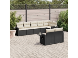 Vidaxl 8 Pcs Conjunto Sofás De Jardim Com Almofadões Vime Pe Preto