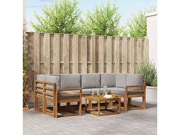 Vidaxl Conjunto De Sofás Para Exterior 7 Pcs Cinza Natural E Claro