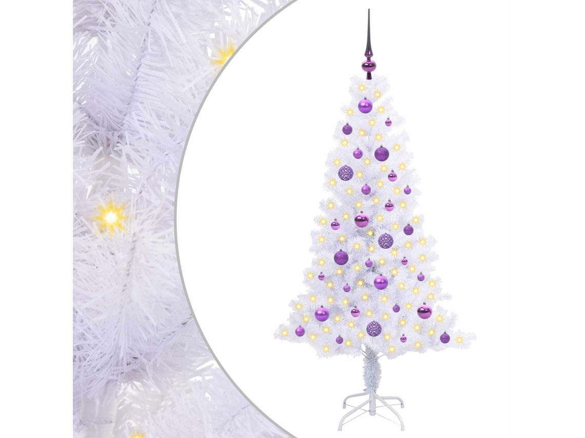 Conjunto 1 Árvore De Natal Artificial Vidaxl Branco Pvc (150 Cm)