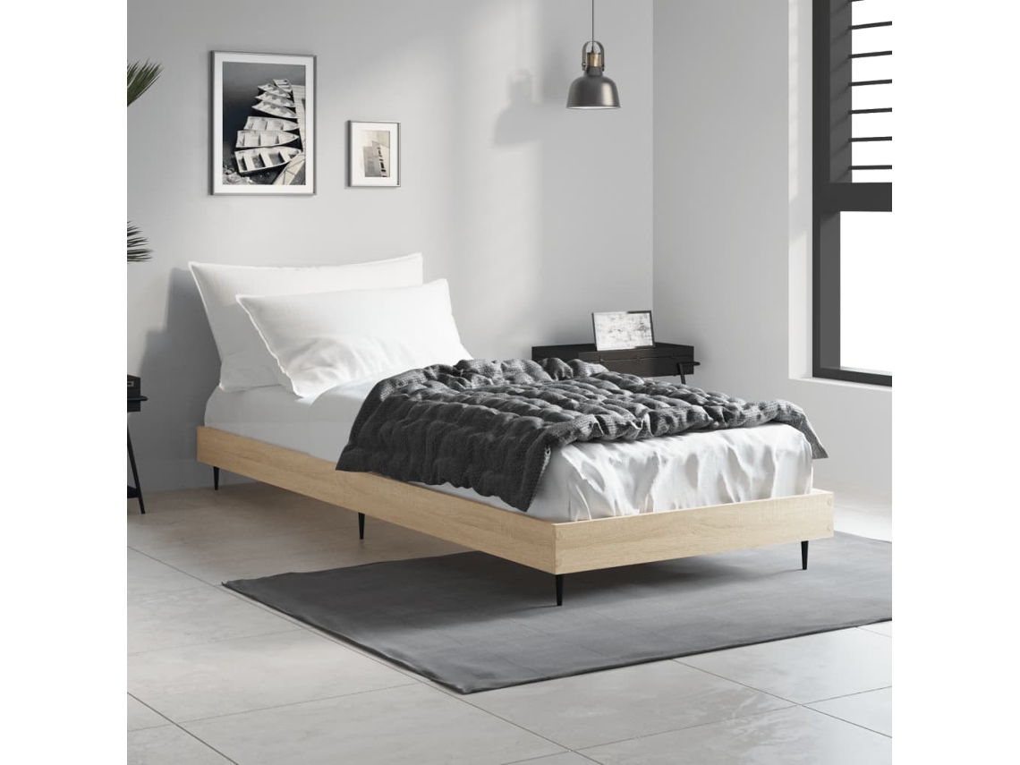 Vidaxl Estrutura Cama S/ Colchão Derivados De Madeira Carvalho Sonoma