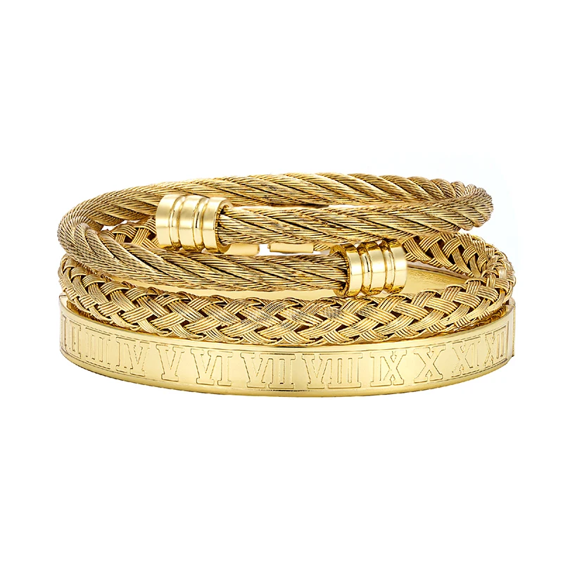 Pulseira de Luxo em Aço Inoxidável Preto para Homens, Estilo Rock e Hip Hop Moderno. MDUG (dourada)