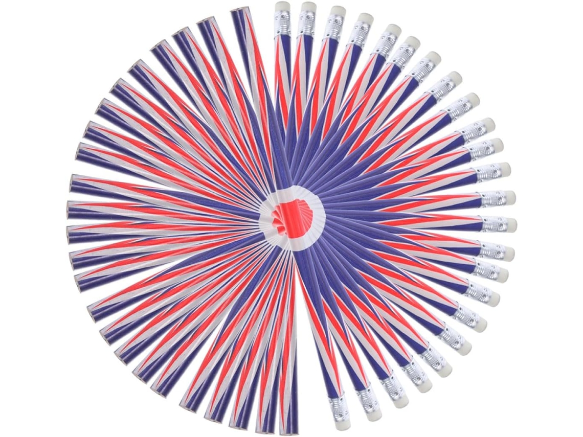 Conjunto de 100 Lápis de Madeira Pequenos com Desenhos de Bandeiras Coloridas em Madeira, para Escritório CHABERLU