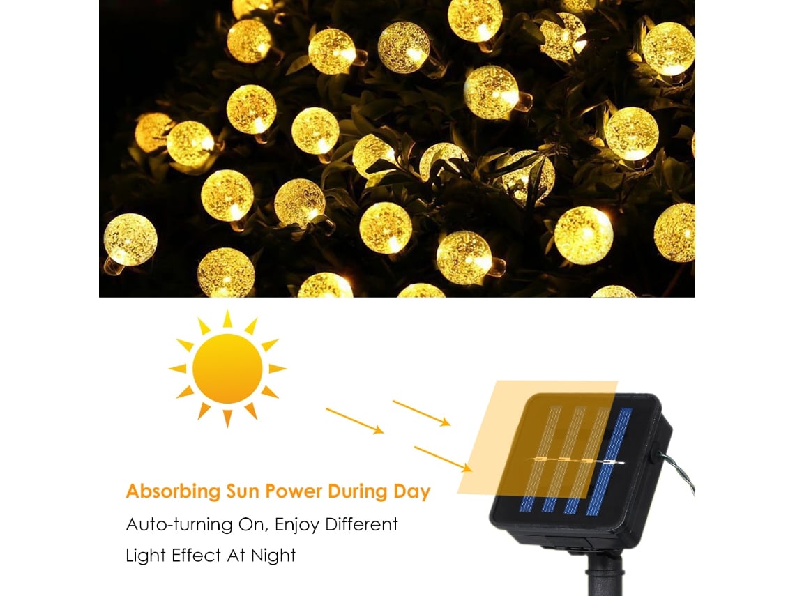 2026 luz de Cuerda Solar 5w 17m 100 Leds Modos Constante/piscando Ip65 Batería 800mah para Jardim Pátio Natal Festa Decoração