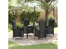 Vidaxl Conjunto De Jantar Para Jardim 5 Unid. Preto Vime Pe