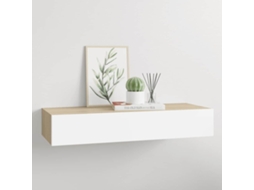 Vidaxl Prateleira De Parede Com Gaveta Em Carvalho E Branco 60x23,5x10 Cm Mdf