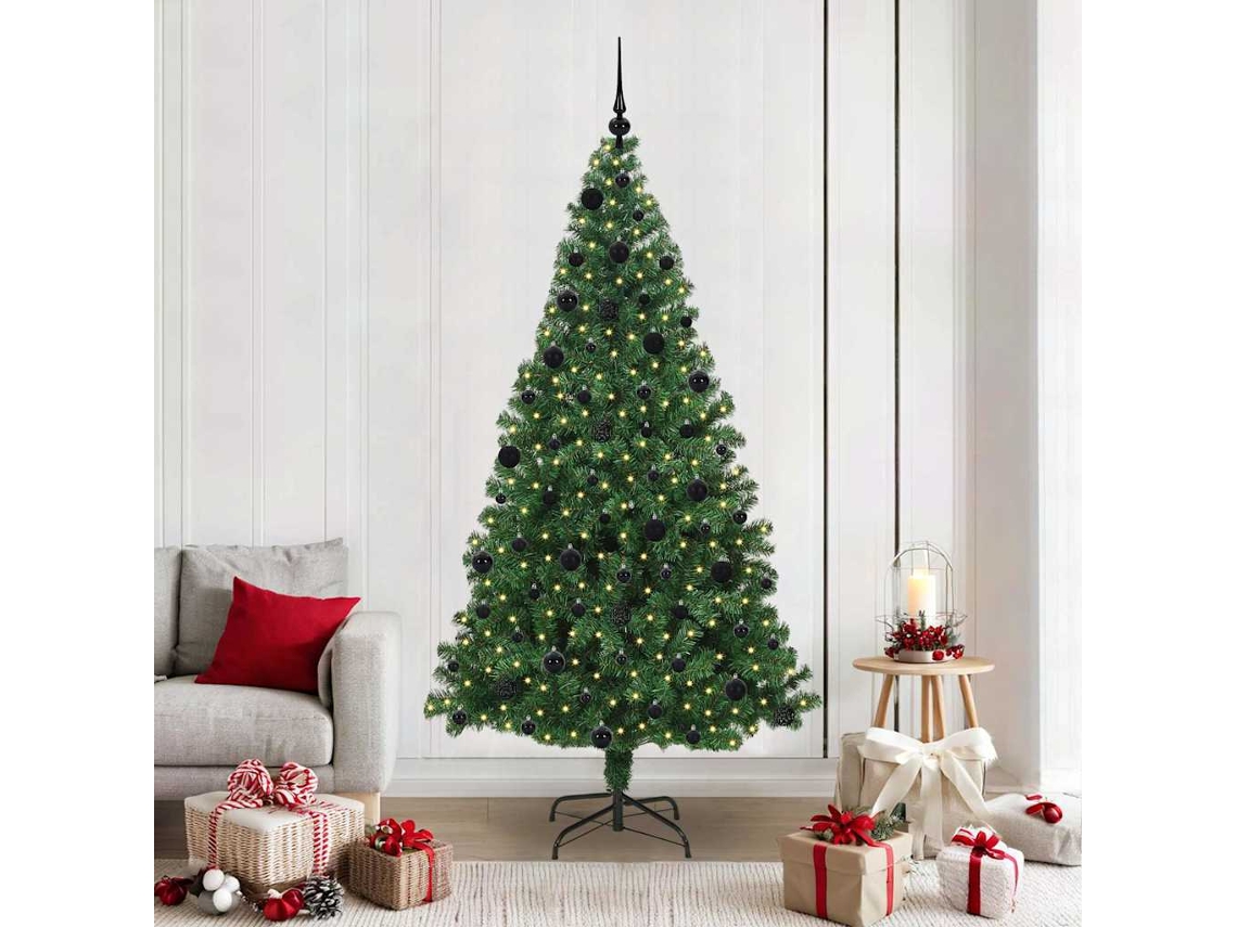 Vidaxl Árvore De Natal Artificial Verde 210 Cm Pvc, Aço E Plástico