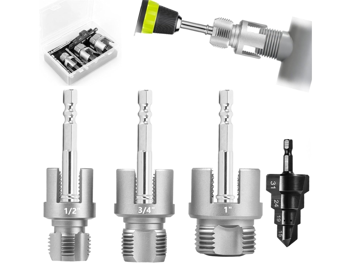 Kit De Rosqueamento Tubos Pvc, Ferramenta Para Rosqueamento Interno E Externo De Tubos 1 2-polegada Com Broca Escalonada
