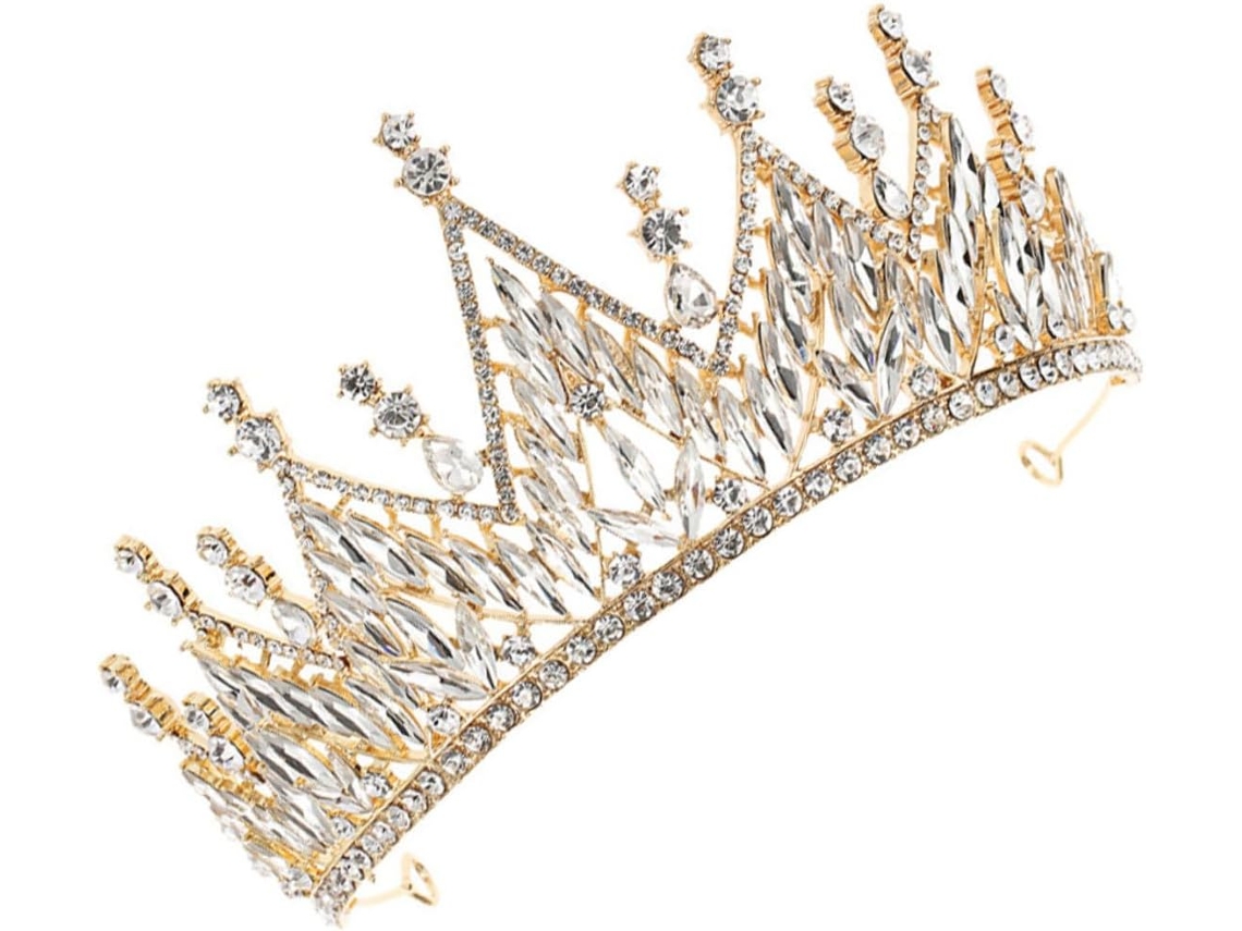 Coroa De Casamento Dourada, Elegante E Delicada, Com Acessório Para A Cabeça, Ideal Para A Cerimônia E Festa De Casamento.