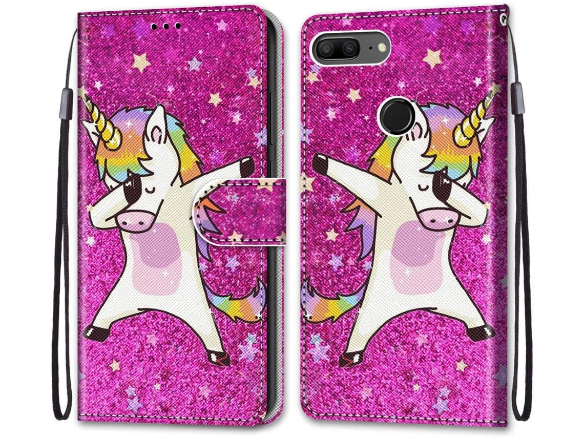 Capa Lite Dançante para Honor, Huawei Honor 9 Lite HONGWE. Pele Sintética Magnética Multicor