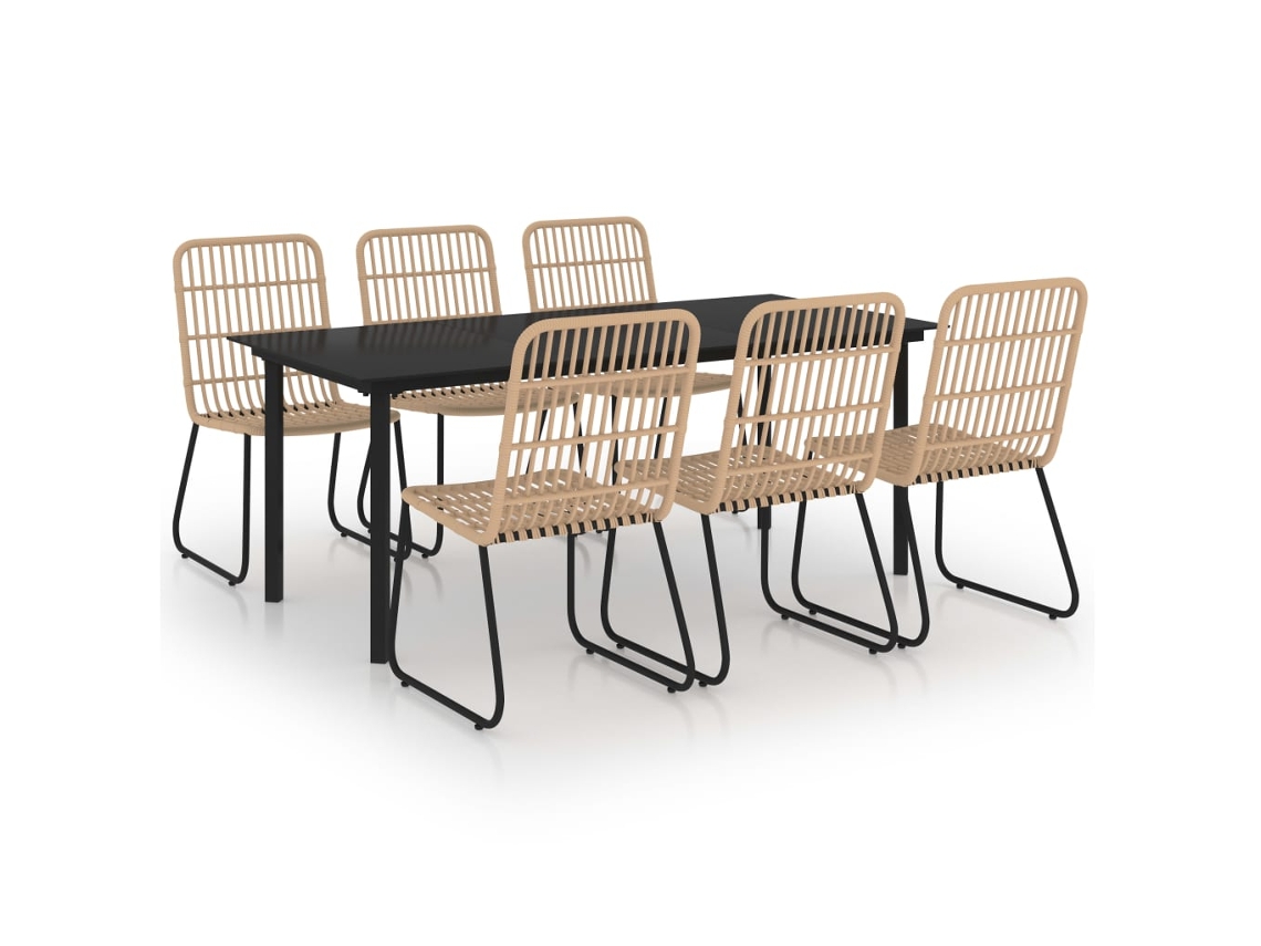 Dining Set, Dining Sets Vidaxl Marrom Rattan / Vime (mesa Com 190 Cm De Comprimento)
