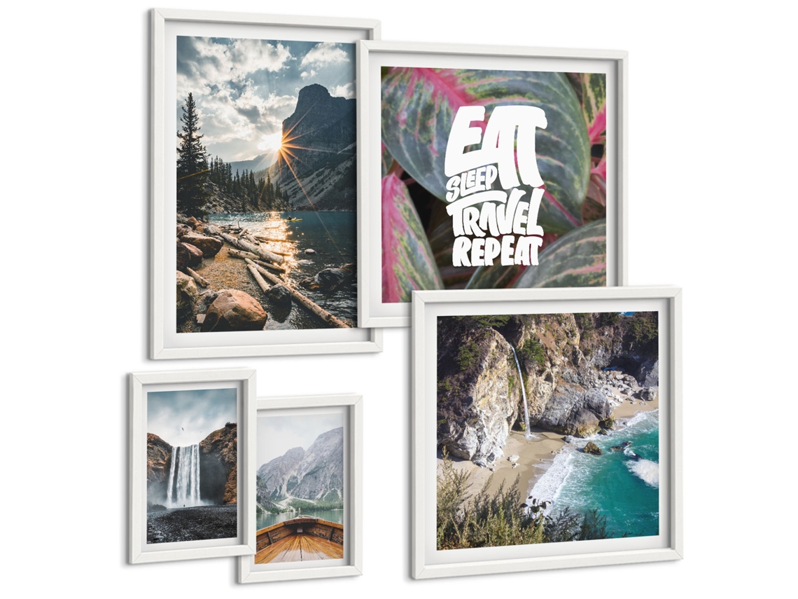 Conjunto De Pinturas Paisagens De Cachoeiras Nas Montanhas Espelharte (5 Peças)