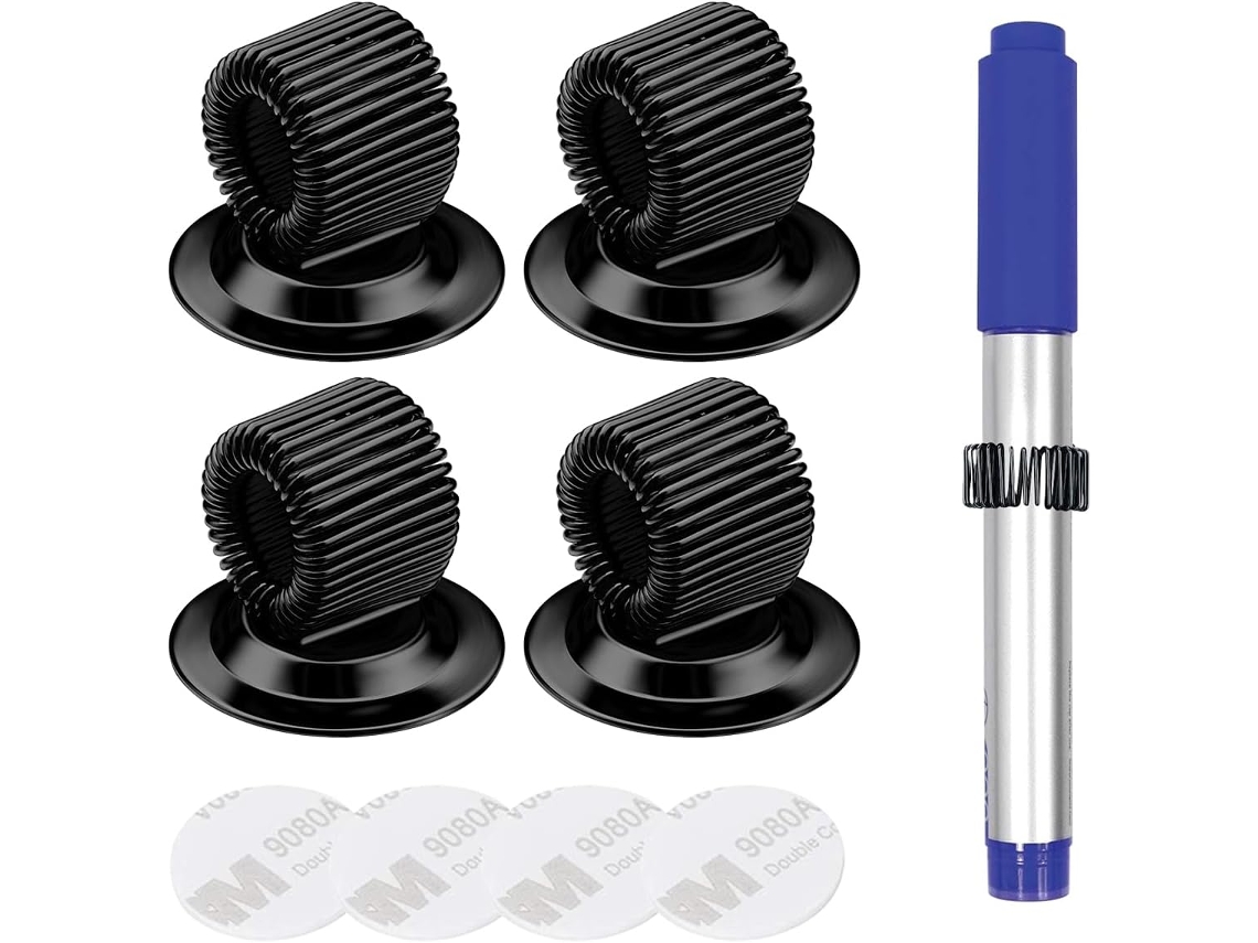 Porta, Canetas Autoadesivo com Mola Ajustável e Clipe Removível, Ideal para Mesas, Professores, Geladeiras, Murais, Etc BRILVIBERA