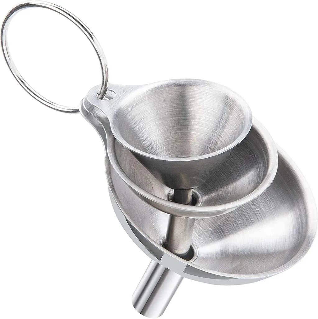 Conjunto De 3 Funis Pequenos De Aço Inoxidável Para Cozinha, 3 Tamanhos, Prateados