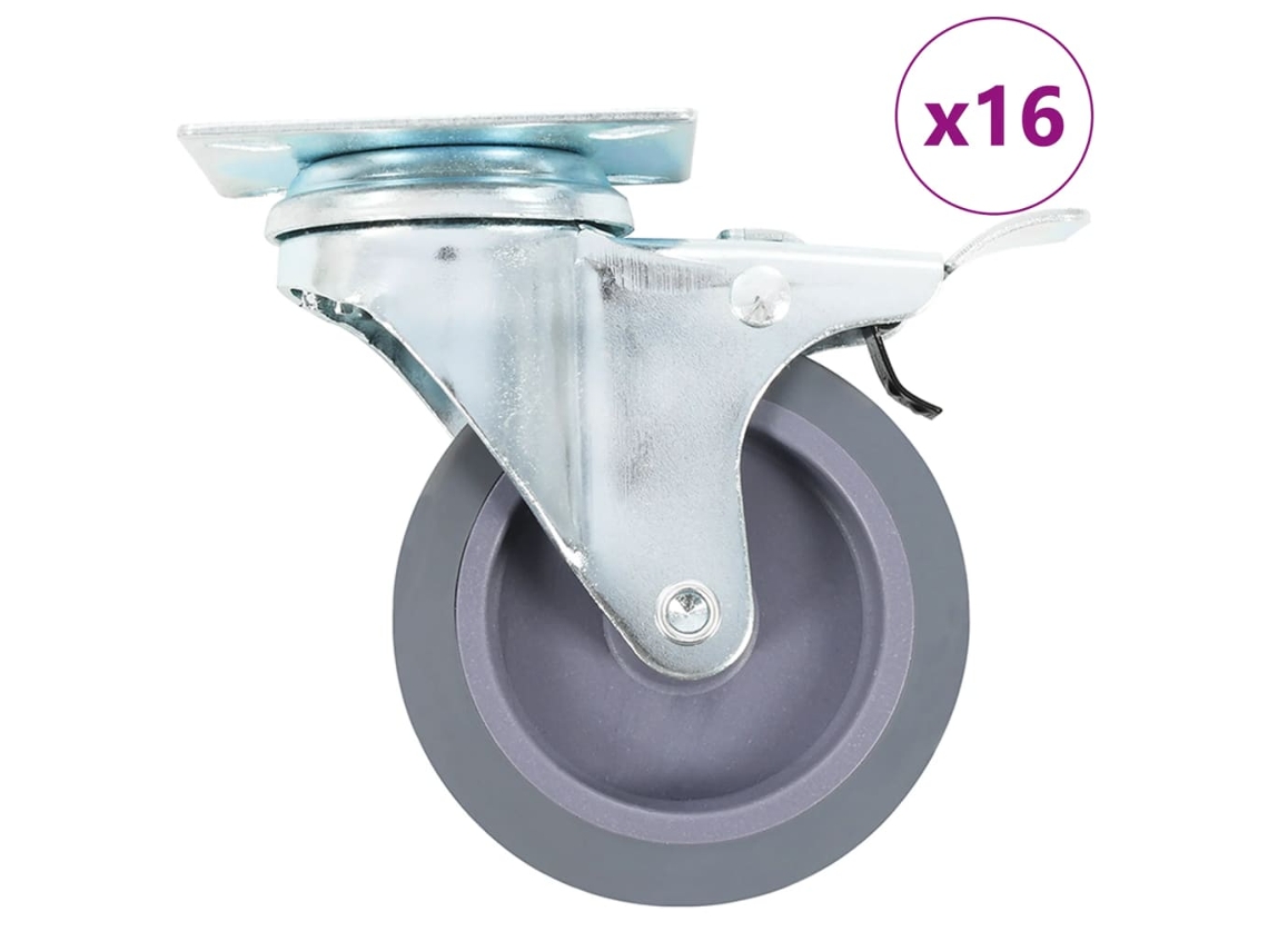 Vidaxl 16 Pcs Rodas Giratórias 75 Mm