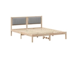 Estrutura de Cama com Cabeceira Estofada em Cinzento Claro MAISON EXCLUSIVE